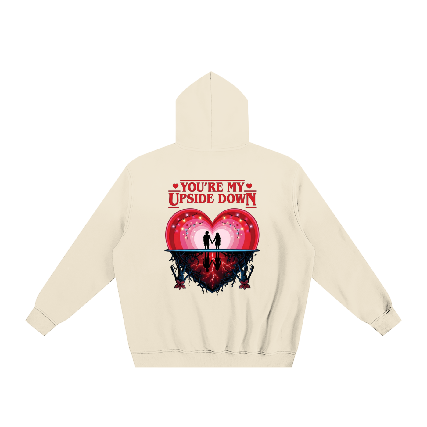 Valentine’s Day Sunfade Fleeced Hoodie – Unisex Loose Fit