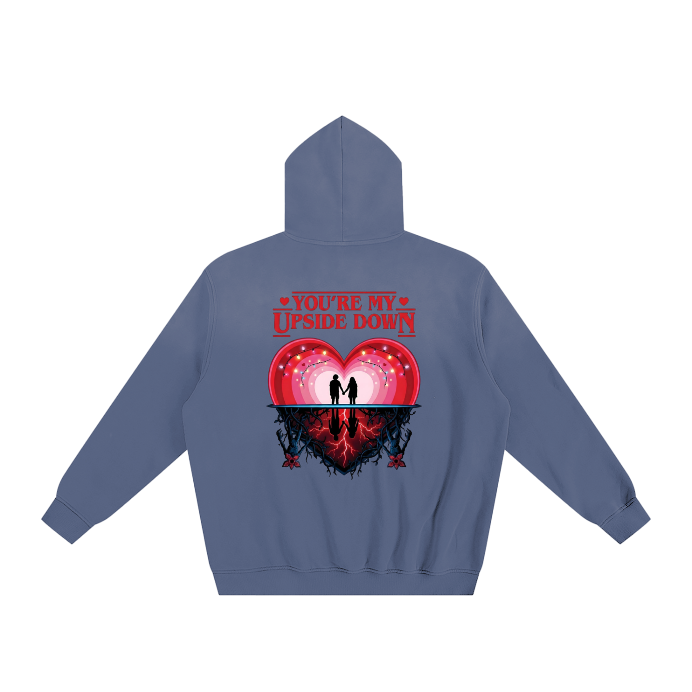 Valentine’s Day Sunfade Fleeced Hoodie – Unisex Loose Fit