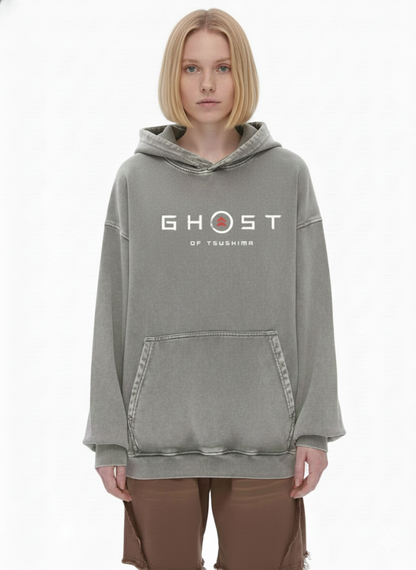 Ghost of Tsushima Snow Washed Loose Cotton Hoodie