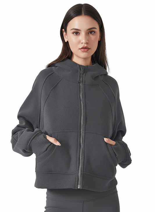 Cropped Zip-Through Hoodie