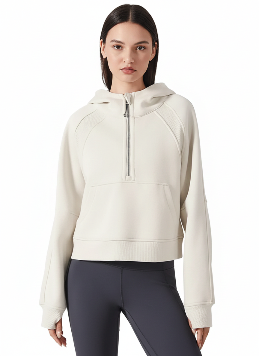 Cropped Half-Zip Hoodie