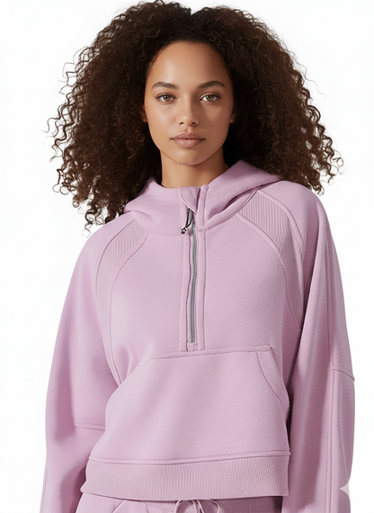 Cropped Half-Zip Hoodie