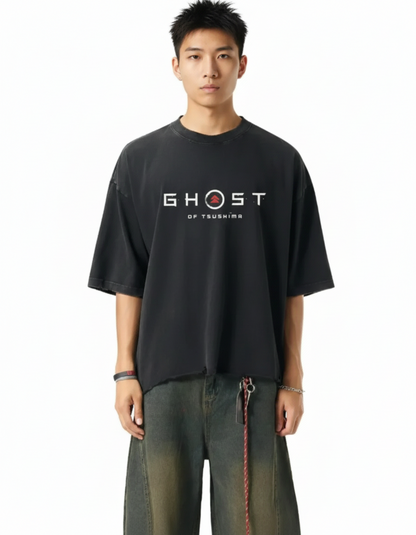 Ghost of Tsushima Snow Wash Raw-Hem Boxy T-shirt