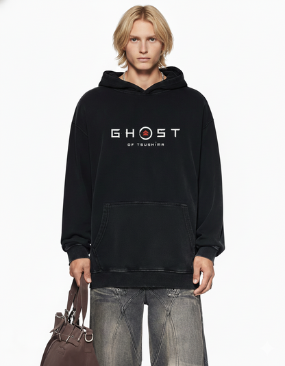 Ghost of Tsushima Snow Washed Loose Cotton Hoodie