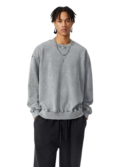 Snow Washed Cotton Crewneck Sweatshirt