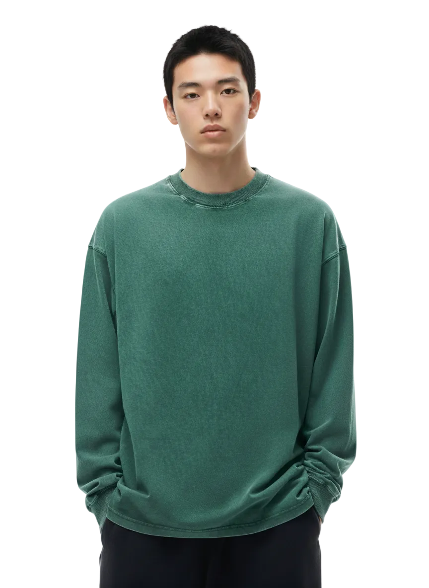 Acid Wash Cotton Long Sleeve T-Shirt