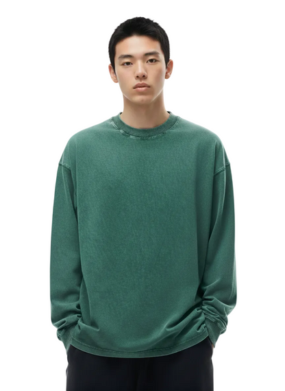 Acid Wash Cotton Long Sleeve T-Shirt