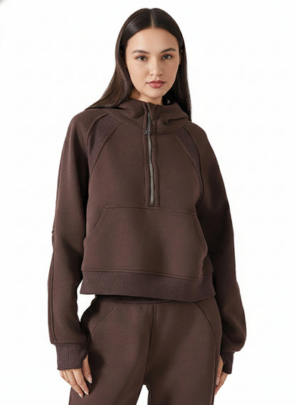 Cropped Half-Zip Hoodie