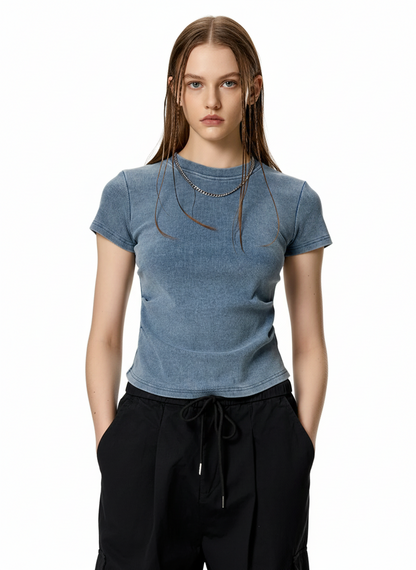 Vintage Washed Bodycon Cotton T-Shirt