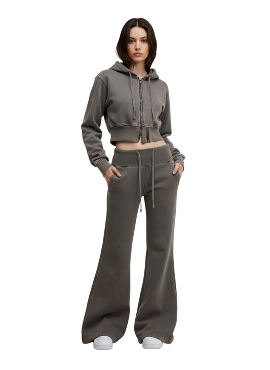 Vintage Washed Flared Fleece Pants