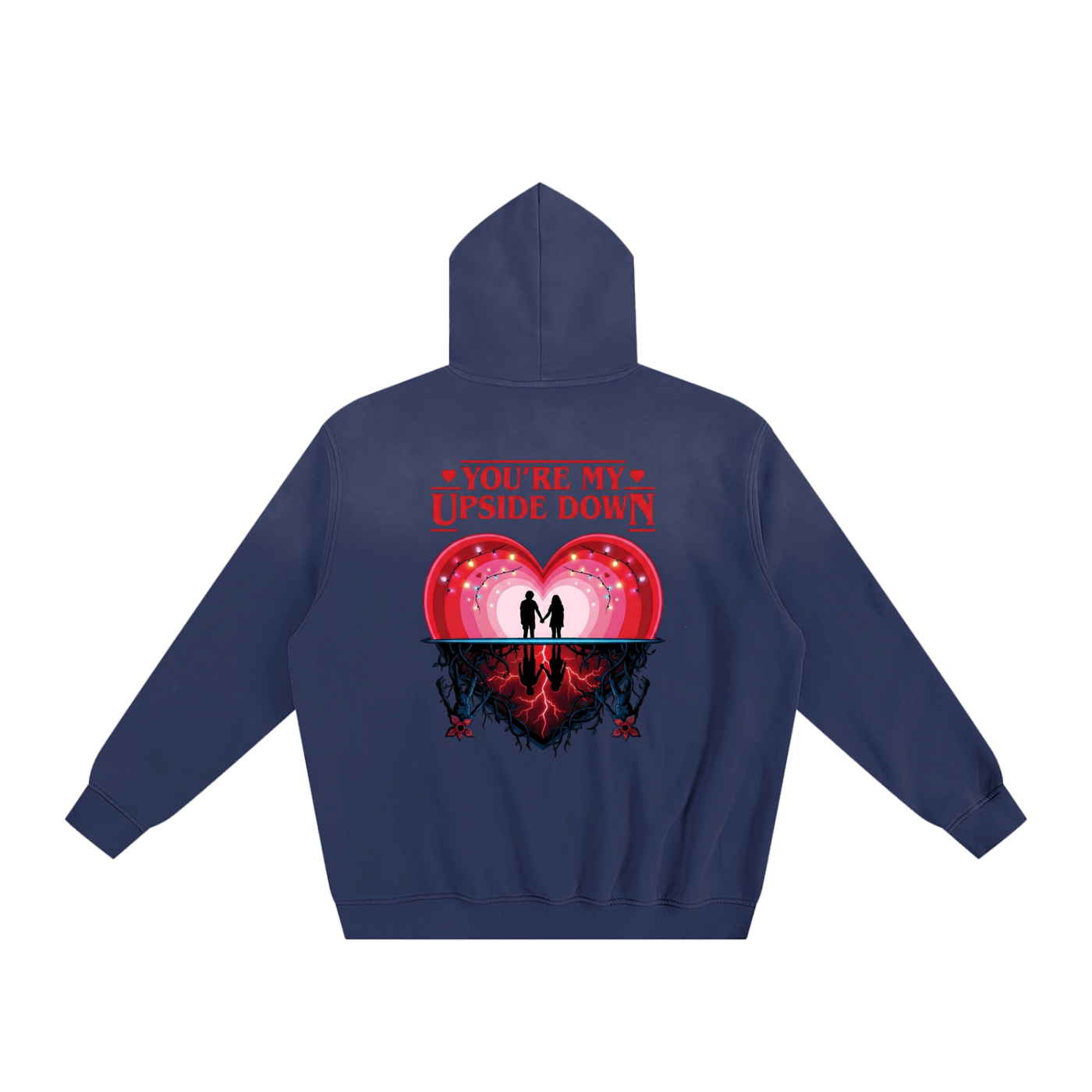 Valentine’s Day Sunfade Fleeced Hoodie – Unisex Loose Fit