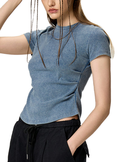 Vintage Washed Bodycon Cotton T-Shirt