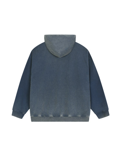 Sweat à capuche vintage en polaire dégradée délavée