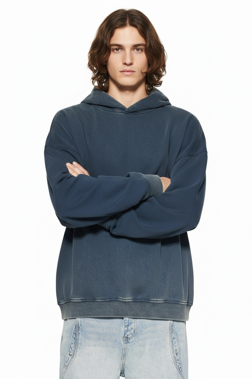 Sweat à capuche vintage en polaire dégradée délavée