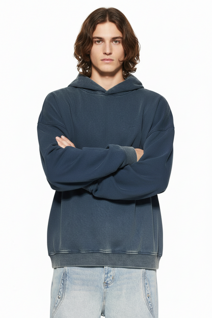 Sweat à capuche vintage en polaire dégradée délavée