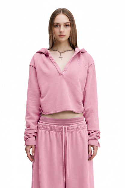 Vintage Washed Raw Edge Hoodie